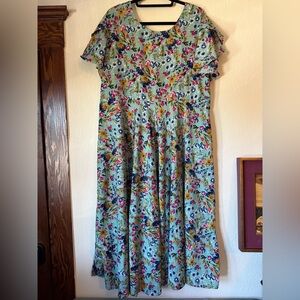 XXL Flutter Sleeve Floral Dress